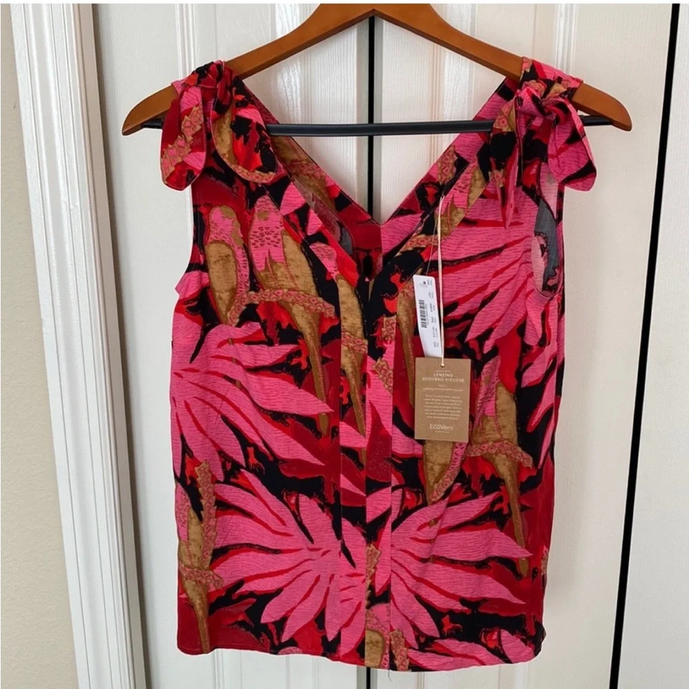 NWT! J. Crew | Floral palm pink tank top sz XXS - Picture 1 of 4
